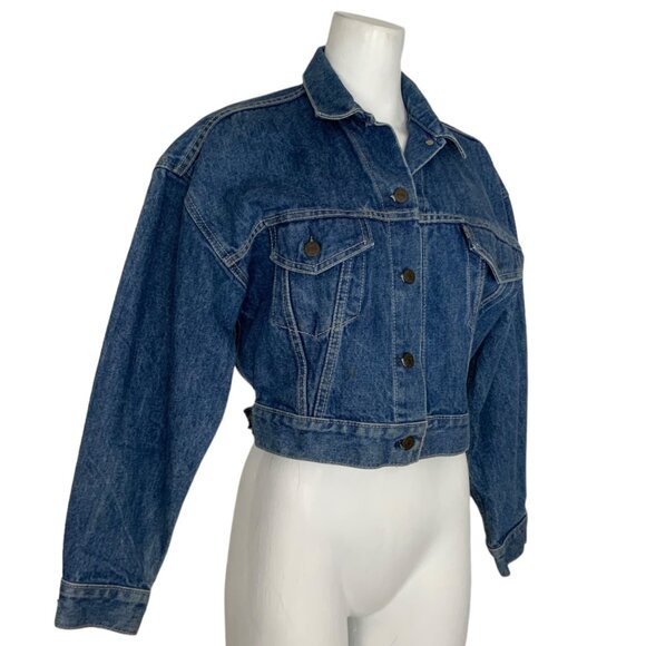 Levis Vintage Denim 674 Trucker Jacket S Blue Cropped Button Front Retro 1987 - Picture 4 of 12